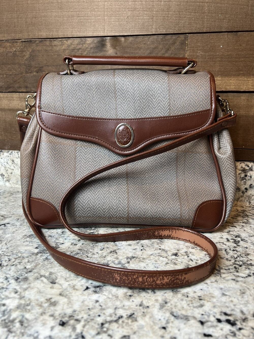 RARE Vintage 1980s Liz Claiborne Plaid Doctor Style Handbag Crossbody